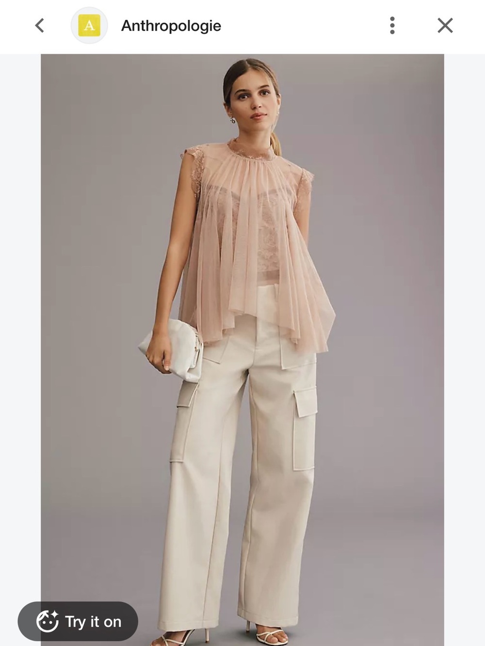 Anthropologie Sheer Lace Flutter Top — Blush Pink - Picture 2 of 11